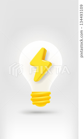 Lighting bulb with golden bolt. 3d vector illustration 134493109