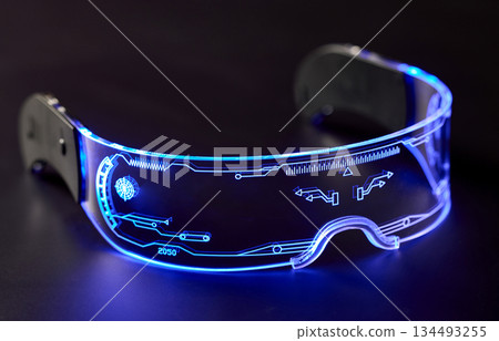 glowing futuristic glasses glowing futuristic glasses 134493255