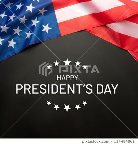 Black background with American flag. Independence day. Website banner and greeting card design template. Black background with American flag. Independence day. Website banner and greeting card design template. 134494061