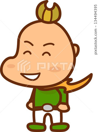 Smiling boy wearing a hero-style scarf 134494395