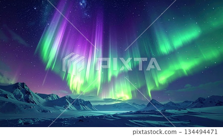 AI Image: Aurora shining in the night sky 134494471