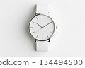 Minimalist analog watch on white background 134494500