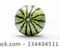 Watermelon fresh fruit green whole on white minimal background 134494511