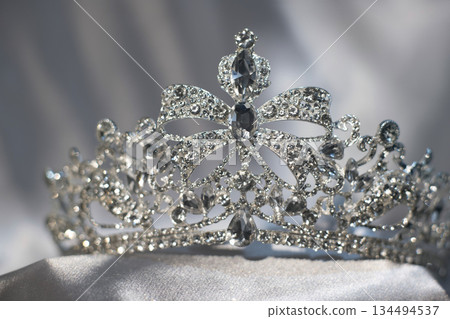 Luxury golden royal crown, diadem with bow detail. Luxury golden royal crown, diadem with bow detail. 134494537