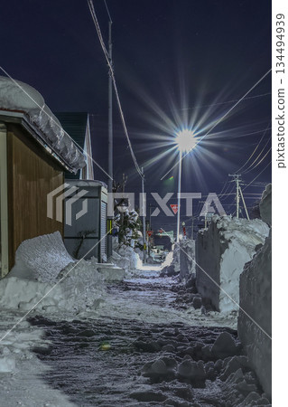 Sidewalk after heavy snow Sidewalk after heavy snow 134494939