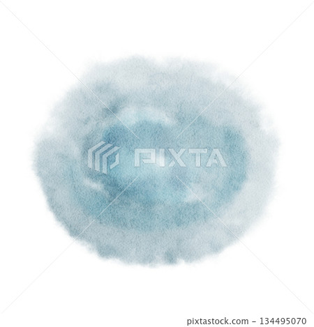 Soft watercolor cloud texture calm blue tones, hand-painted, natural paper grain, smooth edges. Isolated abstract background ideal for branding, wellness, stationery, packaging, modern design projects 134495070
