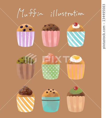彩色鬆餅插圖集 134495083