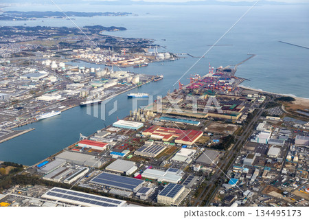 Aerial view of Sendai Port 134495173