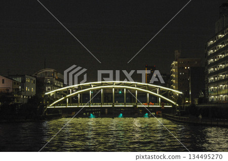 Evening view of the illuminated Eitai Bridge over the Sumida River Evening view of the illuminated Eitai Bridge over the Sumida River 134495270