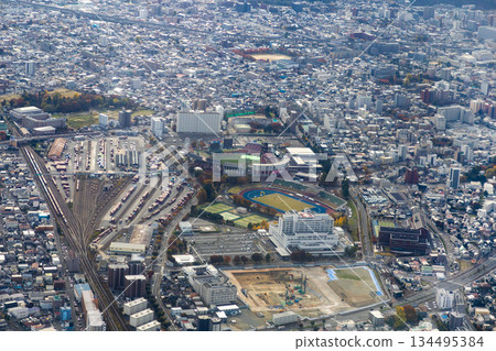 Aerial view of the area around Rakuten Mobile Park Miyagi 134495384