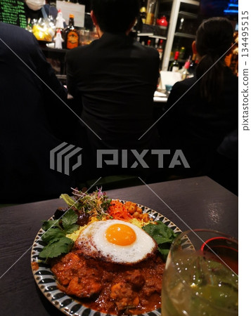 Curry rice at the end of a bar in Kanda Curry Street Curry rice at the end of a bar in Kanda Curry Street 134495515