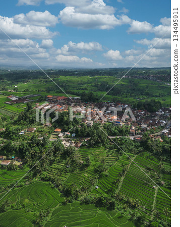 Unmanned Aerial Vehicle Captures Green Hills And Irrigation Systems Clearly 134495911