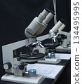 Microscopes set on the worktable of the school lab 134495995