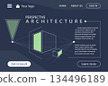 Website page about to architecture with perspective design on dark blue background, Template. 134496189