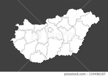 Vector map of Hungary divided on regions 134496197