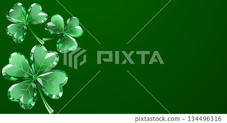 Green shamrocks on dark green background. Green shamrocks on dark green background. 134496316