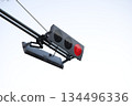 Traffic light that is lit in red 134496336