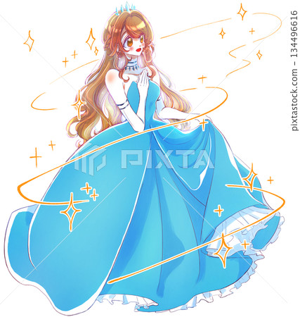 Princess in a blue dress, magical image, sparkling Princess in a blue dress, magical image, sparkling 134496616