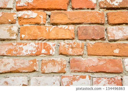 old red brick wall texture background 134496863