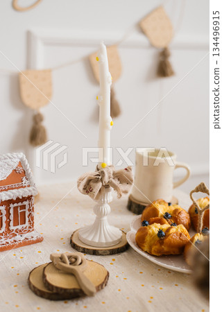 Elegant White Candle Decor For Festive Table Setting 134496915