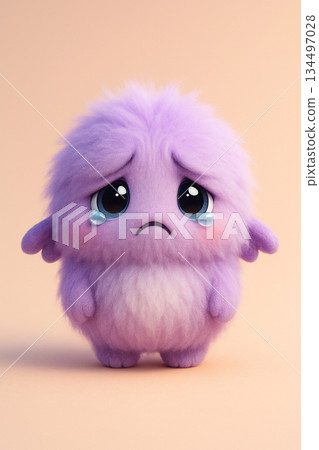 Purple fluffy character 134497028