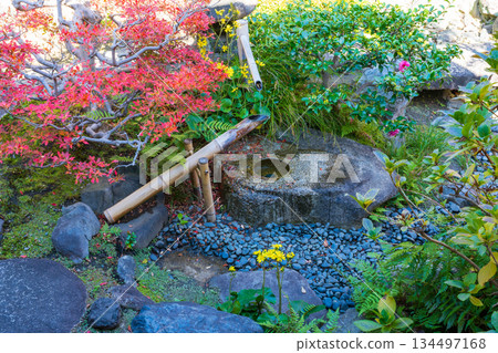 京都日本花園中的 Shishiodoshi 京都日本花園中的 Shishiodoshi 134497168