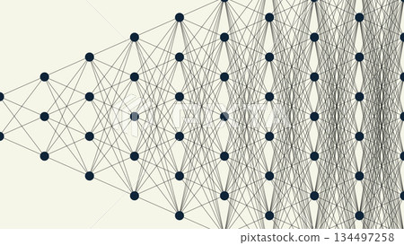 Neural network structure on white background with clear nodes and layers, showcasing deep learning, AI innovation and modern computational technology. Neural network structure on white background with clear nodes and layers, showcasing deep learning, AI innovation and modern computational technology. 134497258