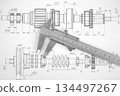 Engineering industrial background. Technical drawing .Technology banner. 134497267