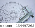 Engineering industrial background. Technical drawing .Technology banner. 134497268