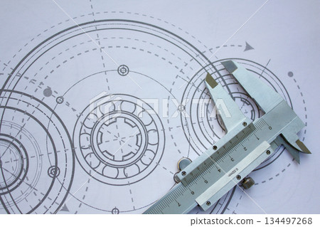 Engineering industrial background. Technical drawing .Technology banner. Engineering industrial background. Technical drawing .Technology banner. 134497268