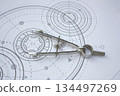Gear drawing. Engineering industrial background. Technology banner. 134497269