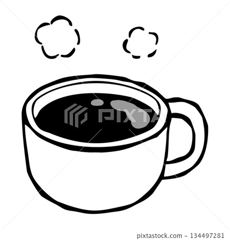 [Line drawing] Hot coffee 134497281