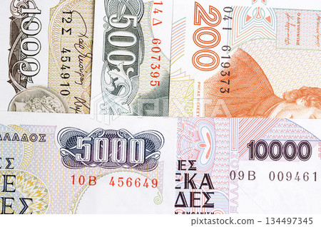 Closeup of Greek Drachma - a business background 134497345