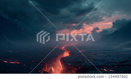 Cracks and lava 134497802