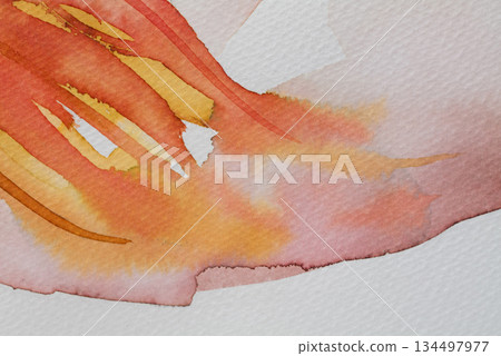 Year of the Horse New Year celebration represented in abstract watercolor style with bright colors and flowing forms 134497977