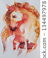 Celebration of Year of the Horse with abstract watercolor art reflecting new beginnings for the New Year 134497978