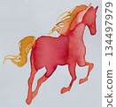 Year of the Horse celebration with watercolor abstraction showcasing a running horse in vibrant colors 134497979