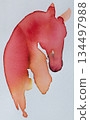 Celebration of the Year of the Horse with watercolor abstraction for New Year festivities 134497988