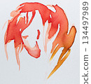 Watercolor abstract of a horse during the Year of the Horse celebration for New Year festivities 134497989