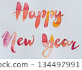 Celebrating the Year of the Horse with abstract watercolor art for New Year celebrations in a creative and festive manner 134497991