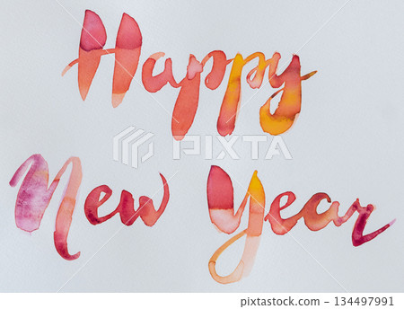 Celebrating the Year of the Horse with abstract watercolor art for New Year celebrations in a creative and festive manner 134497991