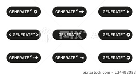 Generate Button Icon Set. Interactive User Interface Elements For Web And App Design Silhouette Symbol Collection. Includes Arrows, Gears, And Play Symbols. Isolated Vector Illustration Generate Button Icon Set. Interactive User Interface Elements For Web And App Design Silhouette Symbol Collection. Includes Arrows, Gears, And Play Symbols. Isolated Vector Illustration 134498088