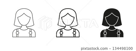 Female Avatar Line And Solid Icon Set. User Profile, Identity, And Social Media Outline And Silhouette Symbol Collection. Personal Branding And Networking. Isolated Vector Illustration Female Avatar Line And Solid Icon Set. User Profile, Identity, And Social Media Outline And Silhouette Symbol Collection. Personal Branding And Networking. Isolated Vector Illustration 134498100