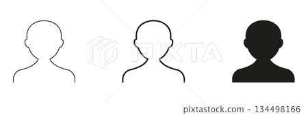 User Profile Avatar Line And Solid Icon Set. User Identification, Account Representation, And Profile Placeholder Outline And Silhouette Symbol Collection. Isolated Vector Illustration 134498166