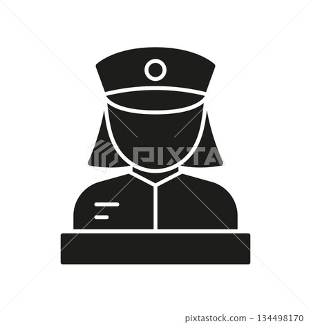 Police Officer Avatar Solid Icon. Law Enforcement, Public Safety, And Security Personnel Silhouette Symbol. Professional Authority Representation. Isolated Vector Illustration 134498170