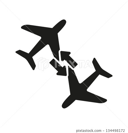 Airplane Exchange Silhouette Icon. Flight Transfer, Airline Connection, And Travel Coordination Solid Symbol. Aviation Logistics. Isolated Vector Illustration Airplane Exchange Silhouette Icon. Flight Transfer, Airline Connection, And Travel Coordination Solid Symbol. Aviation Logistics. Isolated Vector Illustration 134498172