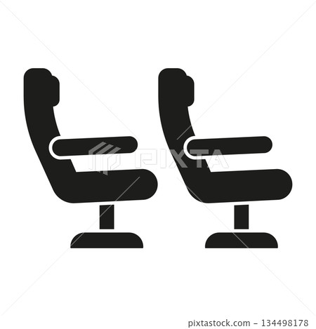 Airplane Seats Solid Icon. Airline Seating And Passenger Comfort Silhouette Symbol. Travel Experience And Cabin Space. Isolated Vector Illustration Airplane Seats Solid Icon. Airline Seating And Passenger Comfort Silhouette Symbol. Travel Experience And Cabin Space. Isolated Vector Illustration 134498178