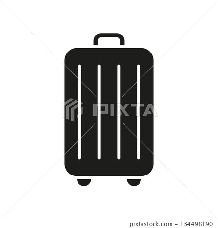 Rolling Suitcase Solid Icon. Travel, Luggage, And Vacation Packing Silhouette Symbol. Portable Storage And Journey Essentials. Isolated Vector Illustration 134498190