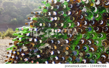 The wall of beer bottles 134499366