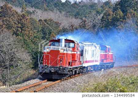Hachiko Line, Koma River - Moro, JR East, DD51-895 + Maya 50-5001 (Sendai) + DD51-842 134499584